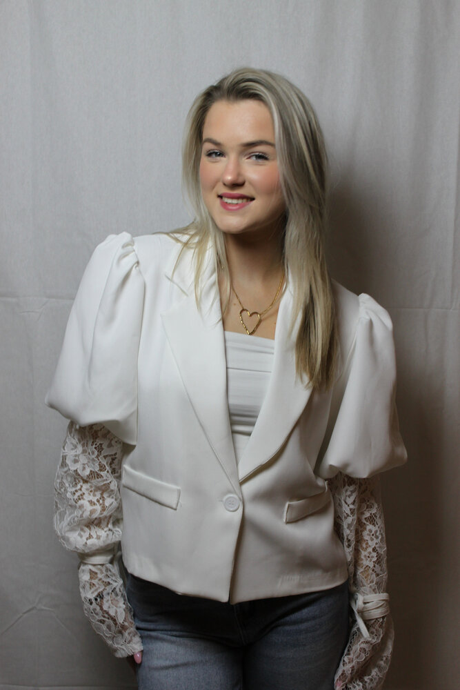 White blazer with lace