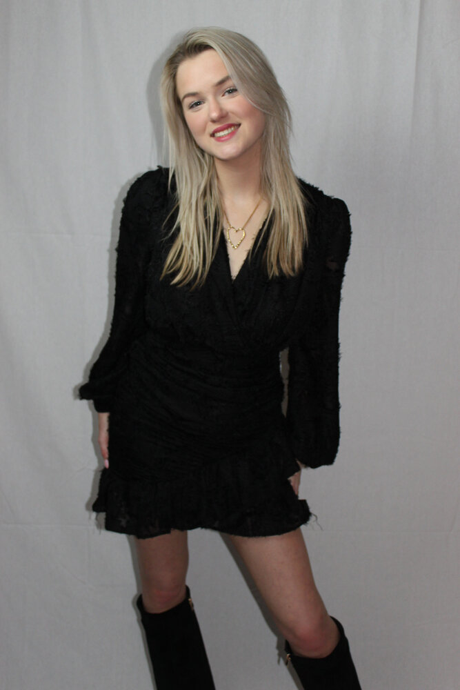 Black ruffle dress