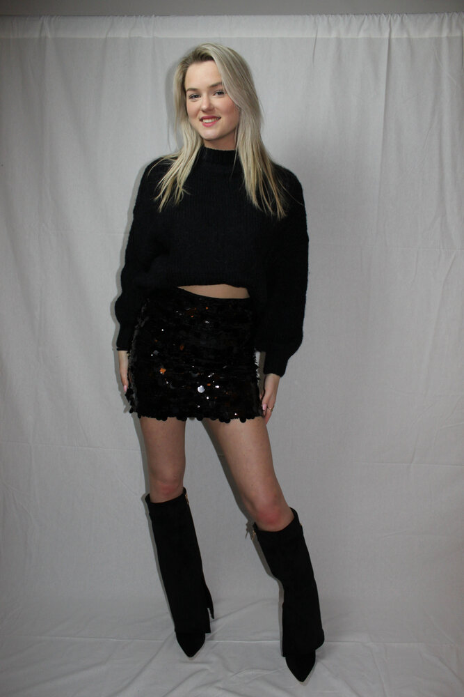 Black sequin skirt