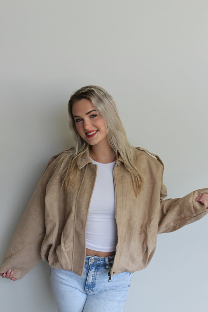 Suede jacket beige