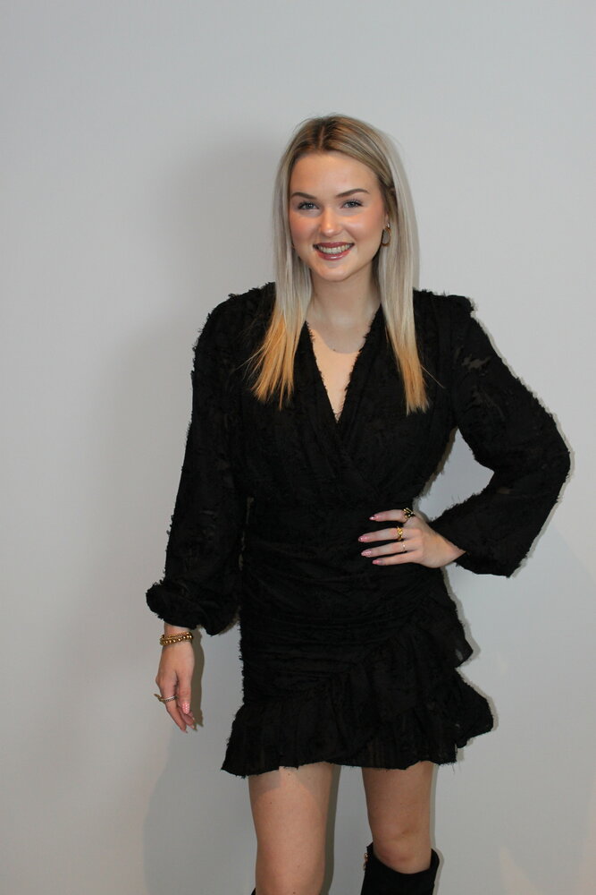 Black ruffle dress