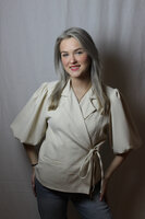 Beige blazer with bow