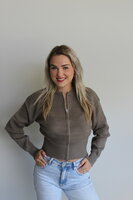 Taupe zip knit sweater