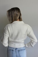 White zip knit sweater