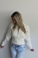 White zip knit sweater
