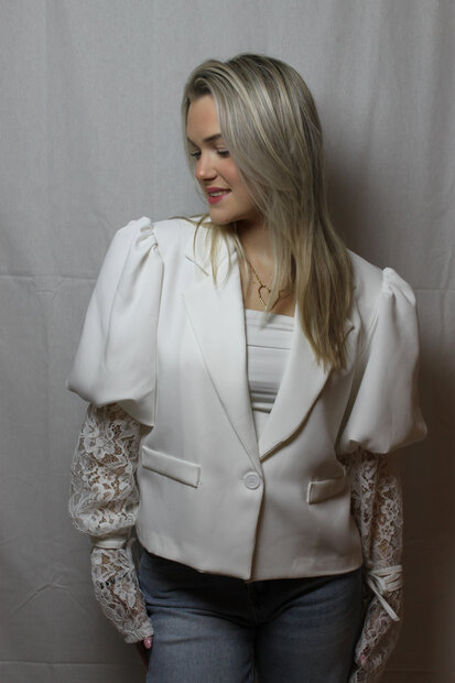 White blazer with lace