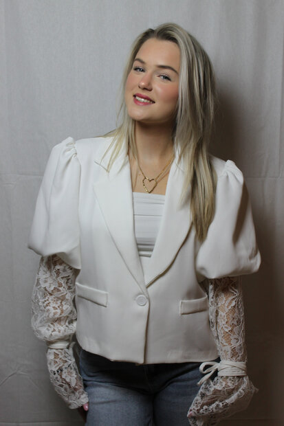White blazer with lace