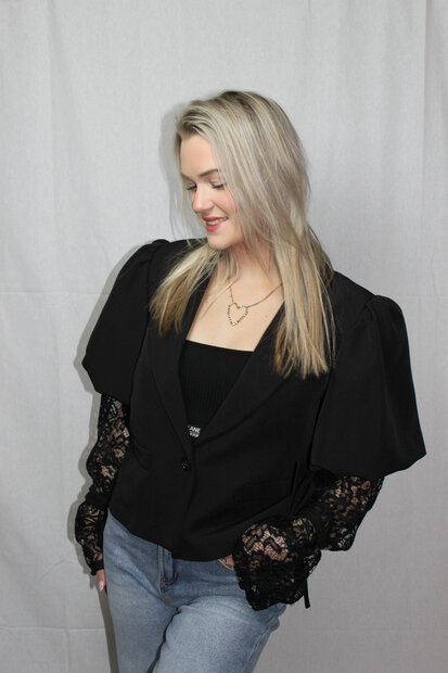 Black blazer with lace