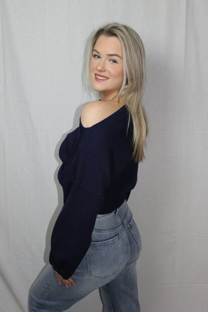 Blue off shoulder sweater