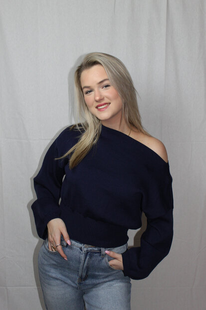 Blue off shoulder sweater