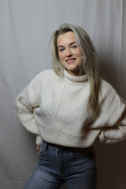 White knit sweater