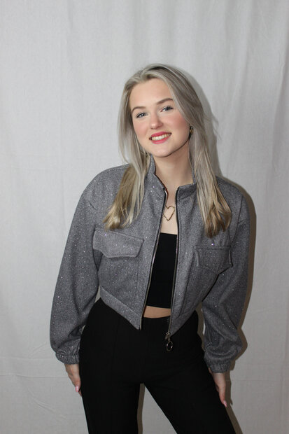 Cropped glitter jacket