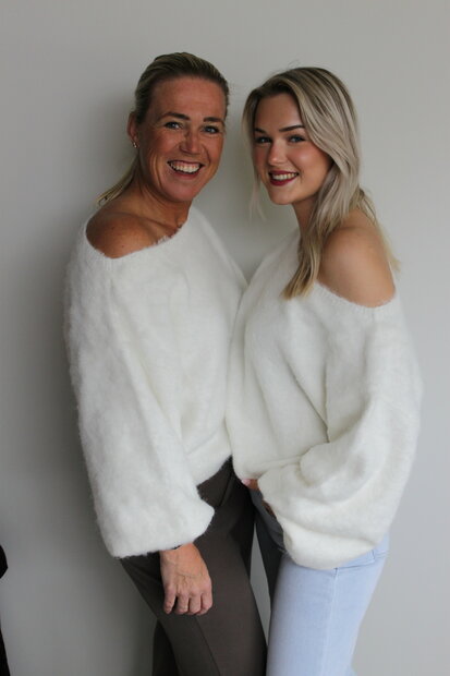 White one shoulder sweater