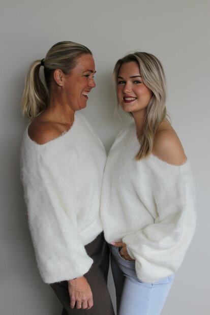 White one shoulder sweater
