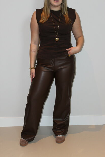Brown leather pants